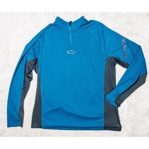 Oakley Quarter Zip Hydrolux Blue Pullover Athletic Mock Neck Shirt Mens Size L